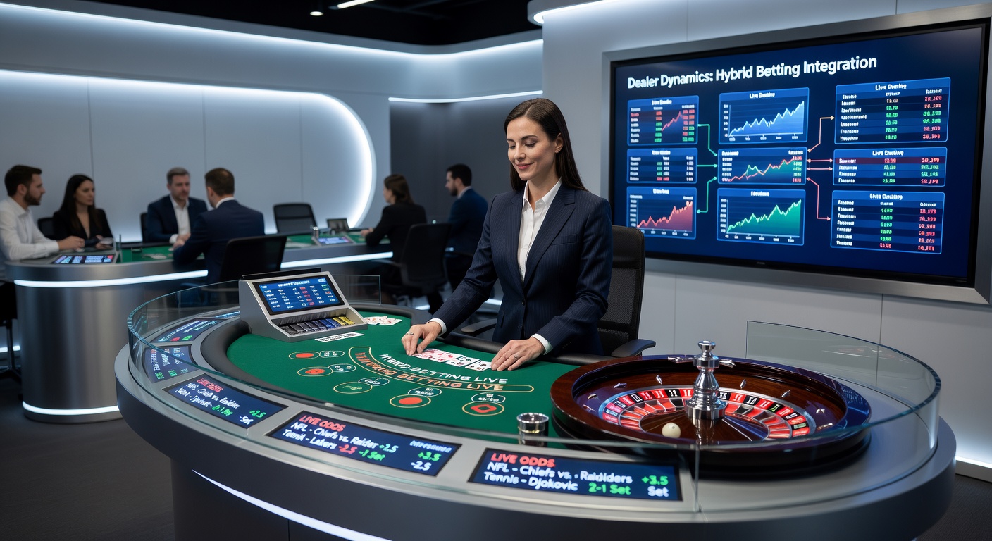Roulette wheel spinning with digital sports odds panel beside it, illustrating hybrid live betting interface during a session