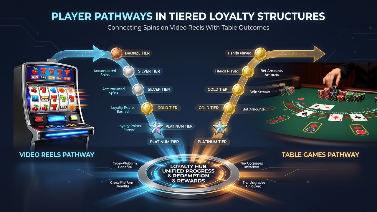 Illustration of loyalty tier progression connecting different gaming verticals